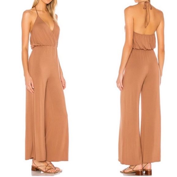 MAJORELLE Pants - NWT MAJORELLE Wide Leg Jumpsuit V-Neck Size Small Color Spice Brown